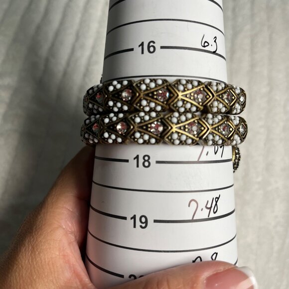 Antique Gold-Tone Snake Wrap Bracelet W/ White & Crystal Beads Orange Stone Acce - Picture 4 of 4